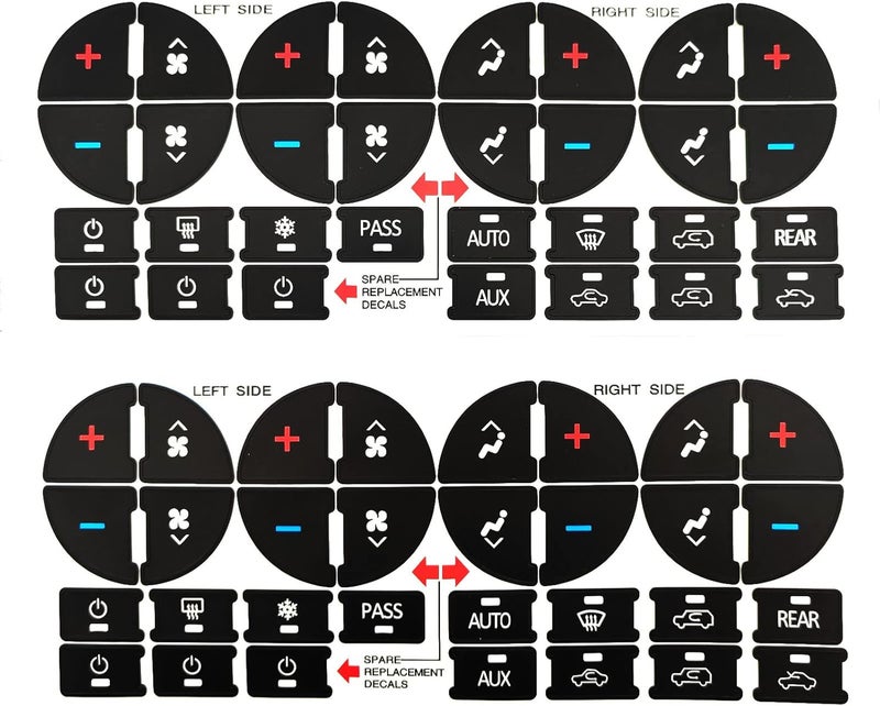 AtticZone AC Dash Button Repair Kit Stickers Decals Compatible with GM GMC Yukon Acadia Sierra, Chevrolet Silverado Tahoe Suburban 2006-2014, 2Pcs (AC31 x2) - Image 1